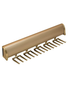 Soporte Telescópico para Corbatas TAG Hardware 15 Ganchos Oro Mate
