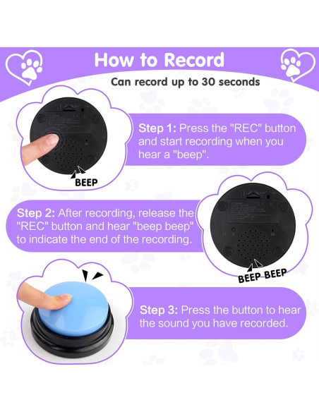 Set de 8 Botones de Comunicación para Perros Homesoft