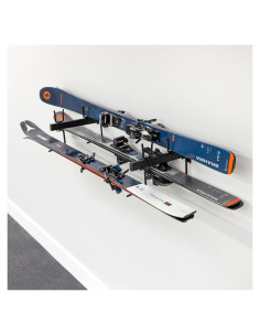Soporte de Almacenamiento para Esquís y Snowboards StoreYourBoard, Montaje en Pared, 4 Ranuras, Negro