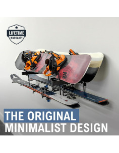 Soporte de Almacenamiento para Esquís y Snowboards StoreYourBoard, Montaje en Pared, 4 Ranuras, Negro 2