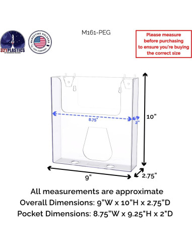 Soporte de Literatura Acrílico Transparente 22.9x25.4 cm Marketing Holders
