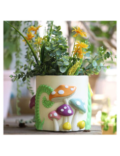 Maceta Colorida GUGUGO Hongo Arcoíris 12.7 cm con Drenaje