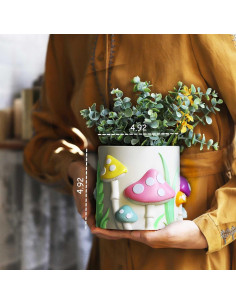 Maceta Colorida GUGUGO Hongo Arcoíris 12.7 cm con Drenaje 2