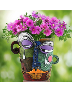 Maceta de Flor BJVF Cara Abstracta 19.5x14.6x18.6cm 2