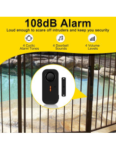 Alarma Inalámbrica de Puerta NineLeaf 108dB Control Remoto 5Pack 2