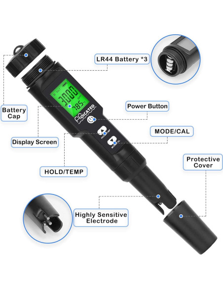 Probador Digital de Salinidad HOICATED 0-9999ppm para Piscinas