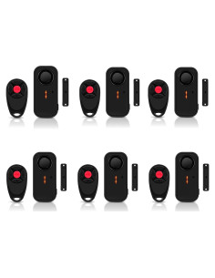 Alarma Inalámbrica de Puerta NineLeaf 108dB Control Remoto 6Pack