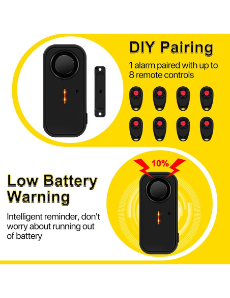 Alarma Inalámbrica de Puerta NineLeaf con Control Remoto 108dB