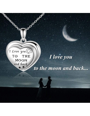 Colgante de Plata Esterlina 925 Te Amo Hasta la Luna 4 Fotos