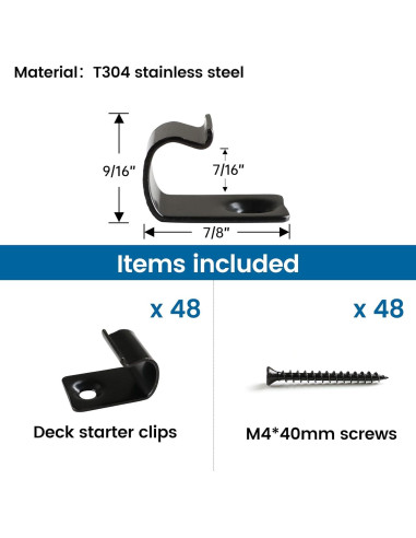Muzata Clips de Inicio para Deck 48Pack Acero Inoxidable