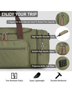 Bolsa de viaje Oflamn 55L con compartimento para zapatos - Verde militar 2