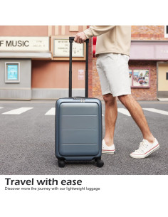 Maleta Coolife 20" ABS+PC Spinner Trolley Blanca con Compartimento 2