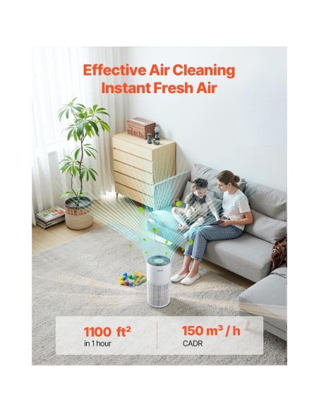 Purificador de Aire VEVOR Kalo 135 m/h HEPA para Hogar