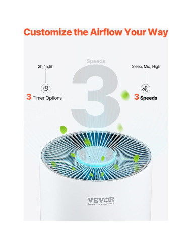 Purificador de Aire VEVOR Kalo 135 m/h HEPA para Hogar