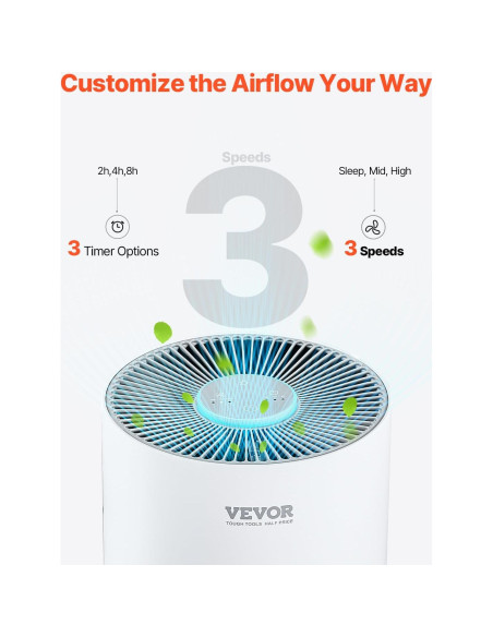 Purificador de Aire VEVOR Kalo 135 m/h HEPA para Hogar