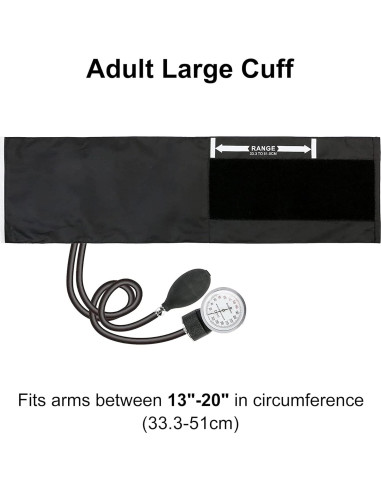 Esfigmomanómetro Aneroide LotFancy Manguito Grande Adultos