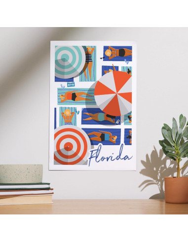 Impresión Artística Lantern Press 30x45 cm Playa Florida