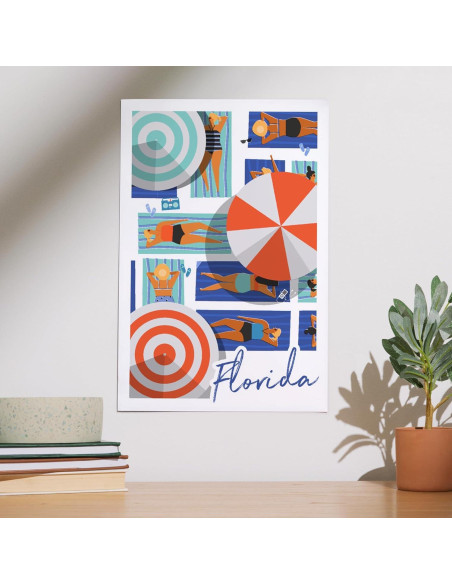 Impresión Artística Lantern Press 30x45 cm Playa Florida