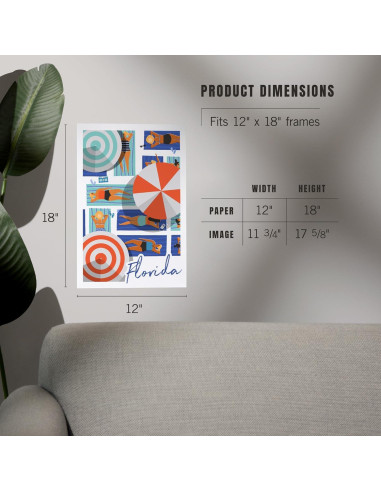 Impresión Artística Lantern Press 30x45 cm Playa Florida