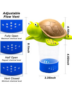 Flotador de Cloro WWD POOL Tortuga para Piscinas 25.4 cm 2