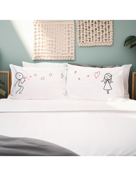 BoldLoft Fundas de Almohada para Parejas 50.8x76.2cm Algodón