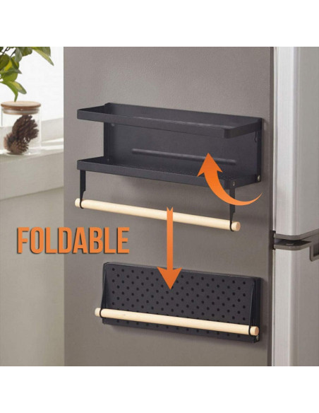 Estante Magnético Jolitac para Especias - Negro Plegable 10.9x40.4 cm
