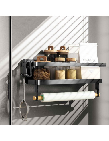 Estante Magnético Jolitac para Especias - Negro Plegable 10.9x40.4 cm
