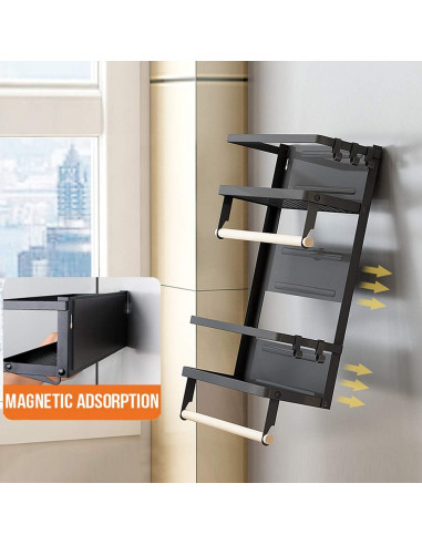 Estante Magnético Jolitac para Especias - Negro Plegable 10.9x40.4 cm