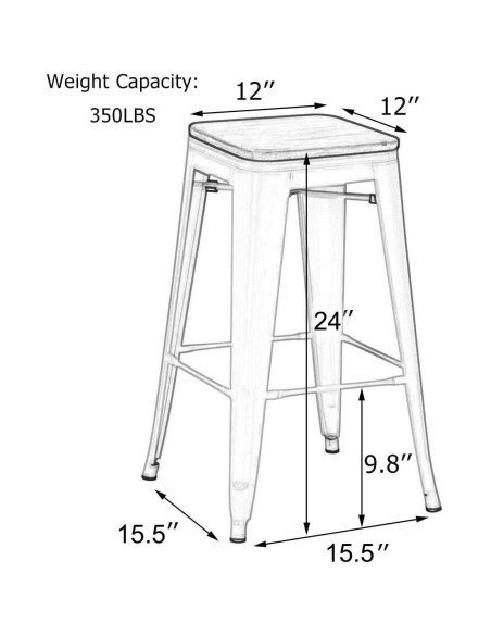 Conjunto de 4 Taburetes de Bar Andeworld 61 cm Metal y Madera