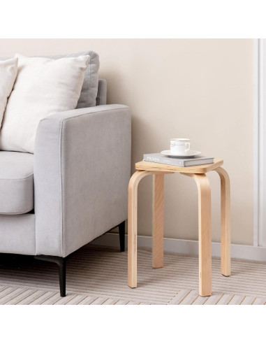 Juego de 4 Taburetes Apilables GLACER de Madera Natural 45.7 cm