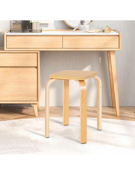 Juego de 4 Taburetes Apilables GLACER de Madera Natural 45.7 cm