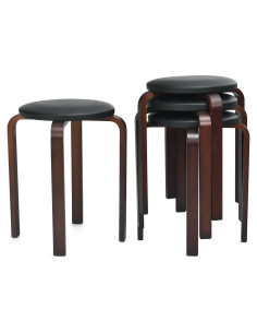 Conjunto de 4 Taburetes de Bar Hysache Acolchados Negros