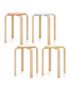 Conjunto de 4 Taburetes Apilables LDAILY de Madera 45.72 cm