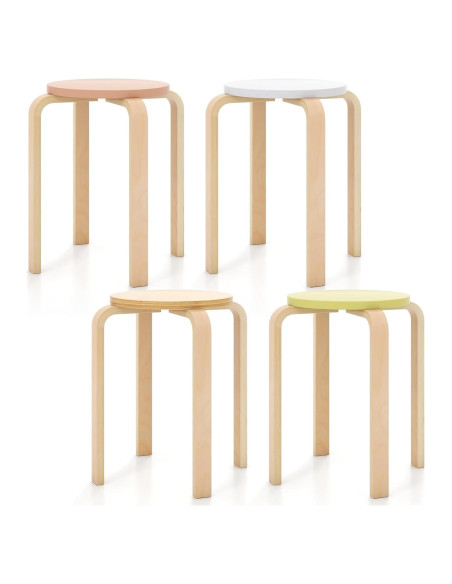 Conjunto de 4 Taburetes Apilables LDAILY de Madera 45.72 cm