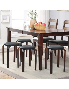 Conjunto de 4 Taburetes de Bar Hysache Acolchados Negros 2