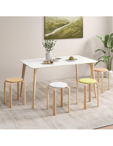 Conjunto de 4 Taburetes Apilables LDAILY de Madera 45.72 cm