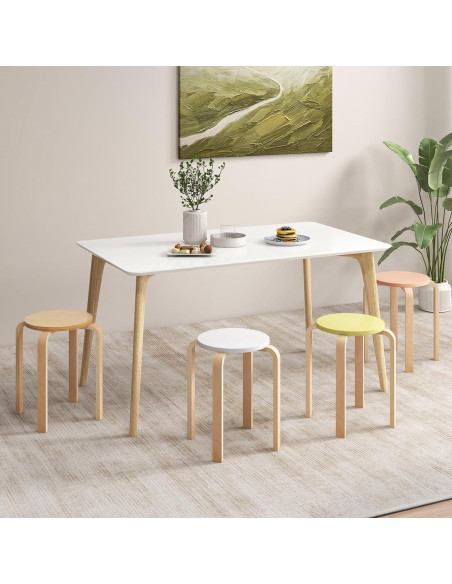 Conjunto de 4 Taburetes Apilables LDAILY de Madera 45.72 cm