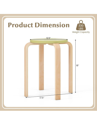 Conjunto de 4 Taburetes Apilables LDAILY de Madera 45.72 cm