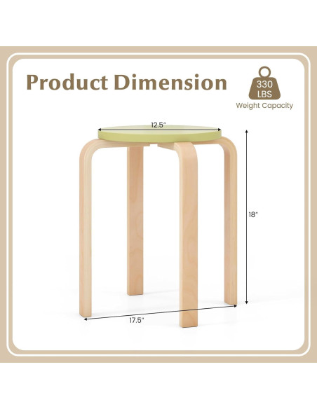 Conjunto de 4 Taburetes Apilables LDAILY de Madera 45.72 cm