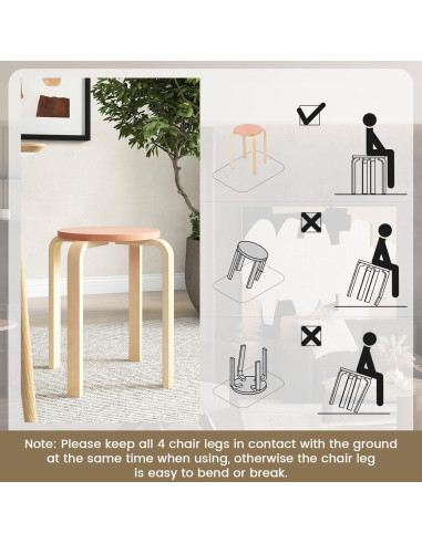 Conjunto de 4 Taburetes Apilables LDAILY de Madera 45.72 cm