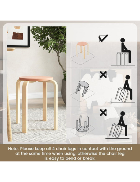 Conjunto de 4 Taburetes Apilables LDAILY de Madera 45.72 cm