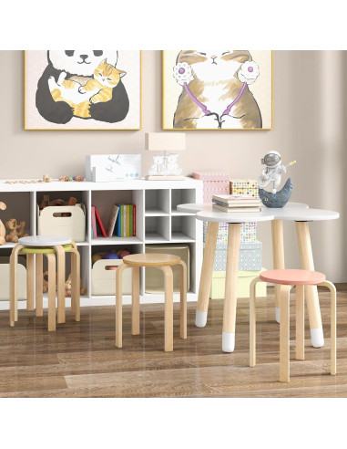 Conjunto de 4 Taburetes Apilables LDAILY de Madera 45.72 cm