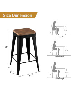 Conjunto de 4 Taburetes de Bar POINTANT Metal Negro 76.2 cm 2