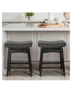 Taburetes de Bar MAISON ARTS Set de 2 Altura 61 cm Negro