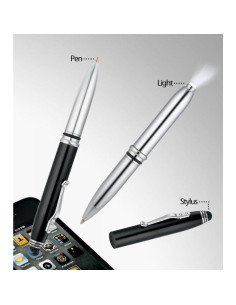 Bolígrafo Tri-Función WixGear Negro con Estilógrafo y Linterna LED 2