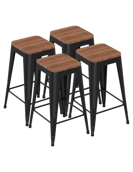 Conjunto de 4 Taburetes de Bar Arlunar Home 61 cm Metal y Madera