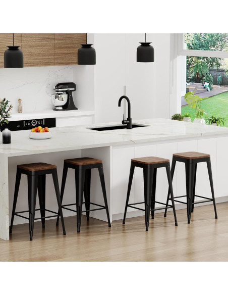Conjunto de 4 Taburetes de Bar Arlunar Home 61 cm Metal y Madera