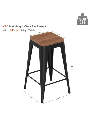 Conjunto de 4 Taburetes de Bar Arlunar Home 61 cm Metal y Madera