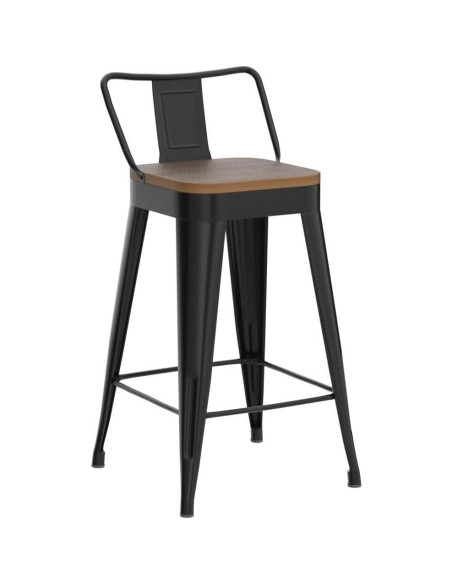 Juego de 4 Taburetes de Bar POINTANT Metal Negro 61 cm