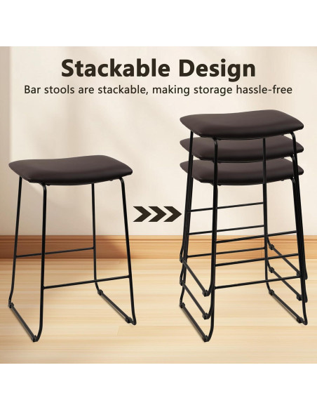 Conjunto de 4 Taburetes de Bar Klasika Modernos Marrón